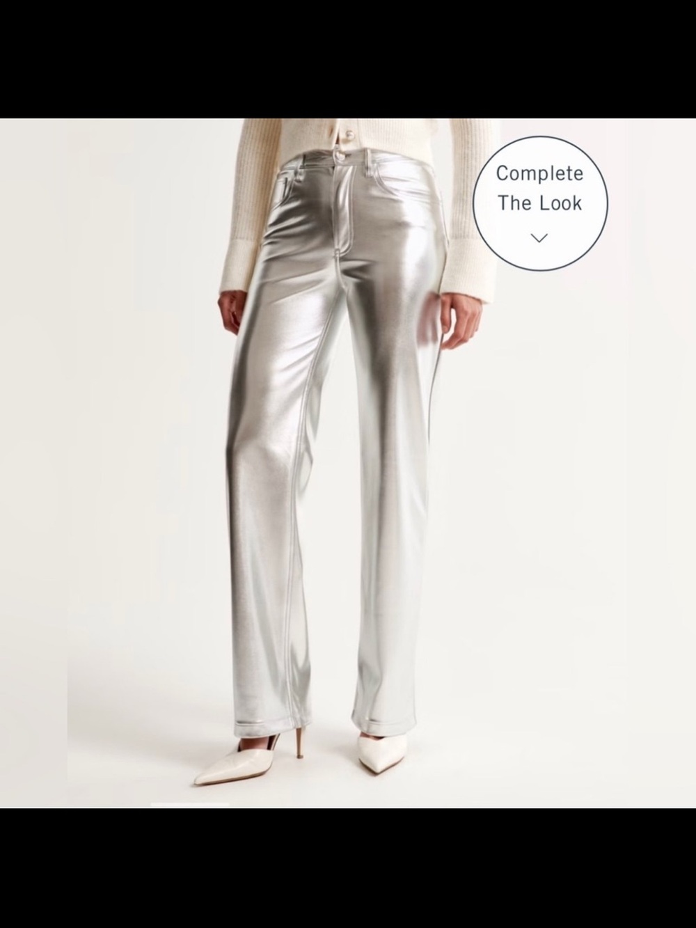 Abercrombie & Fitch Metallic Silver Wide Leg Pants
